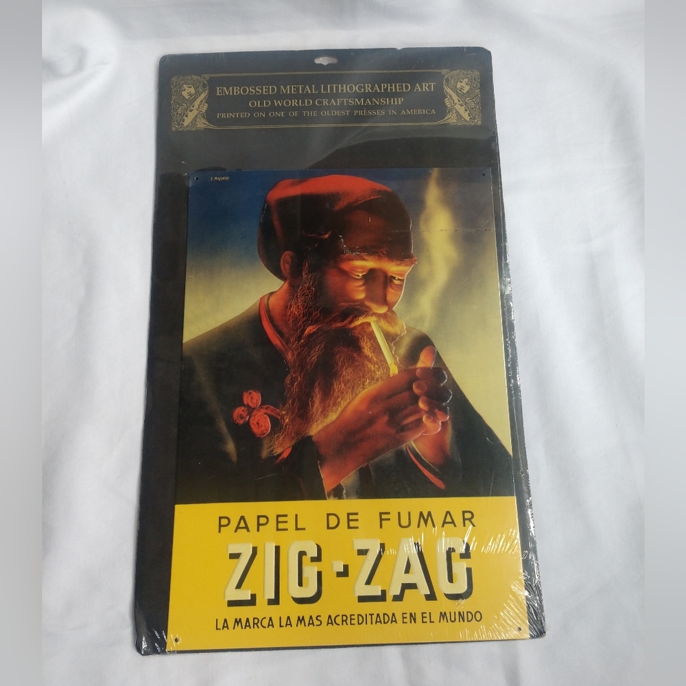 Zig Zag Rolling Papers Vintage 60s 70s Metal Embossed Novelty Sign